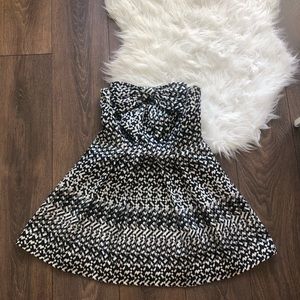 Eva Franco short strapless silver bow dress